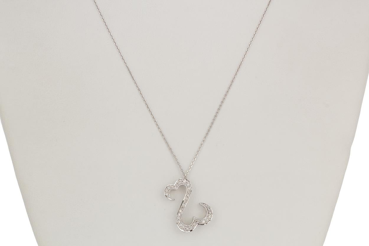 Jane Seymour 14 Karat Weißgold und Diamant Anhänger Halskette mit offenem Herz 1
