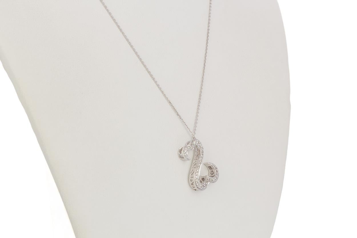 Jane Seymour 14 Karat Weißgold und Diamant Anhänger Halskette mit offenem Herz 2