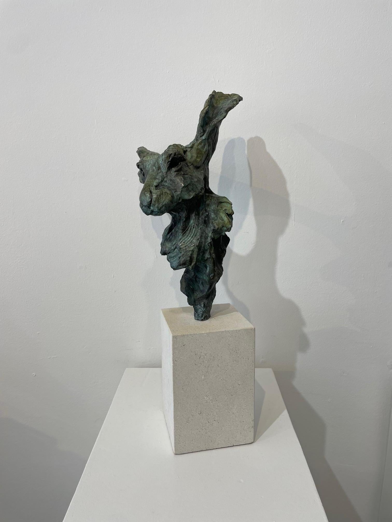 'All Ears'   a Bronze limited edition Bronze of a Hare - Sculpture by Jane Shaw