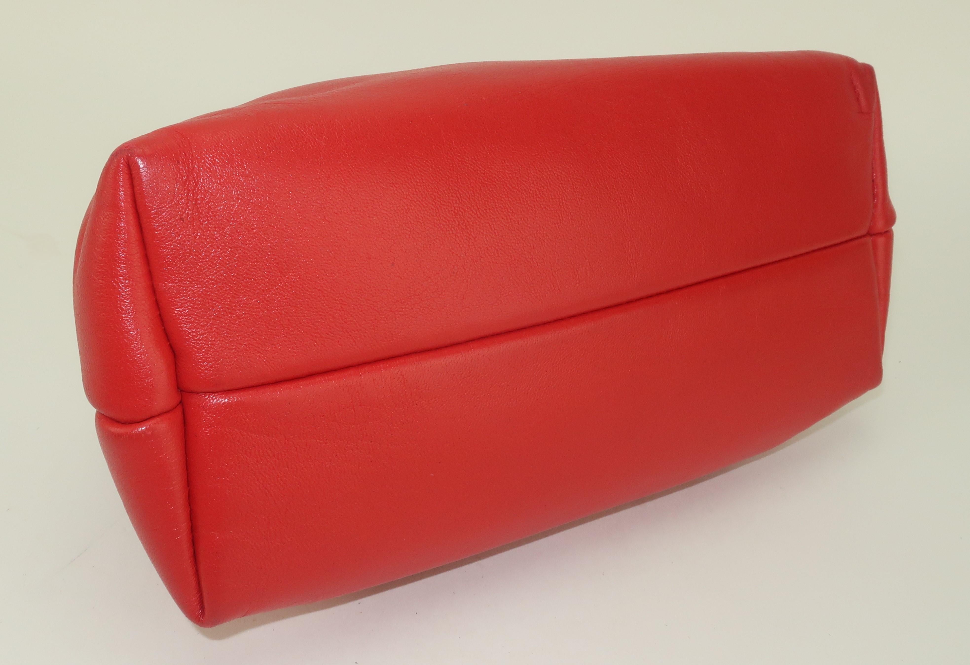 Jane Shilton English Red Leather Handbag, 1960’s 5