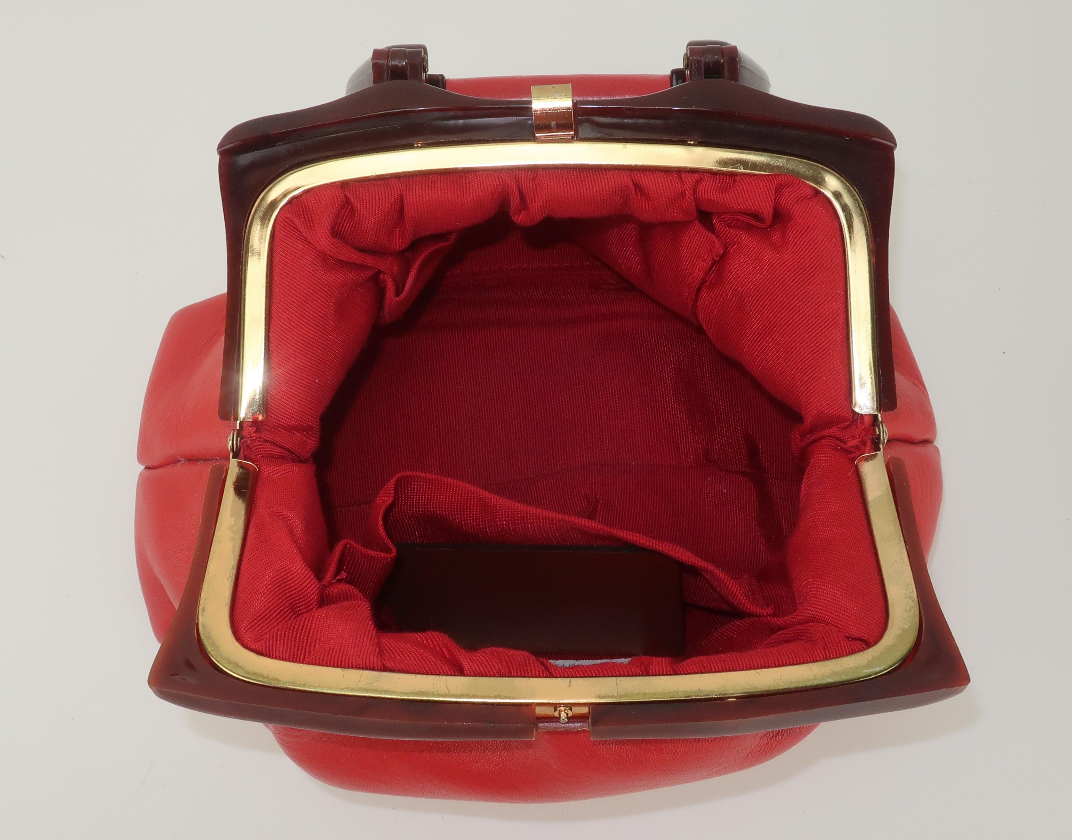 Jane Shilton English Red Leather Handbag, 1960’s 3