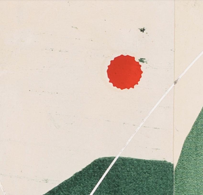 Hokusai Covers I - Abstract Mixed Media on Found Book Cover, Green + White For Sale 1