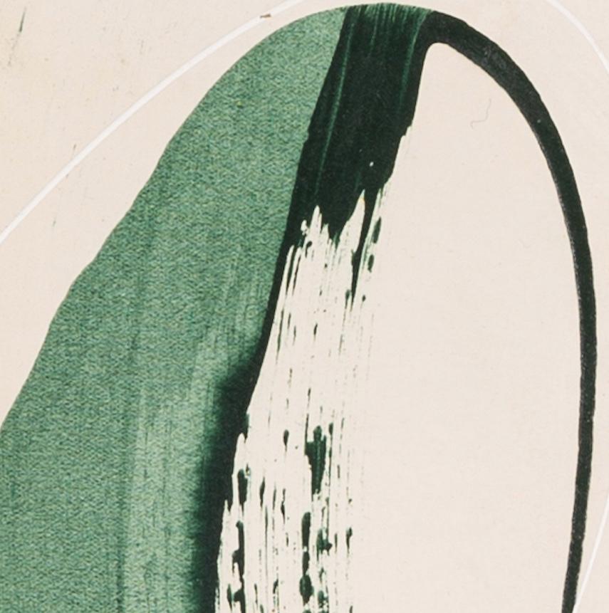 Hokusai Covers I - Abstract Mixed Media on Found Book Cover, Green + White For Sale 2