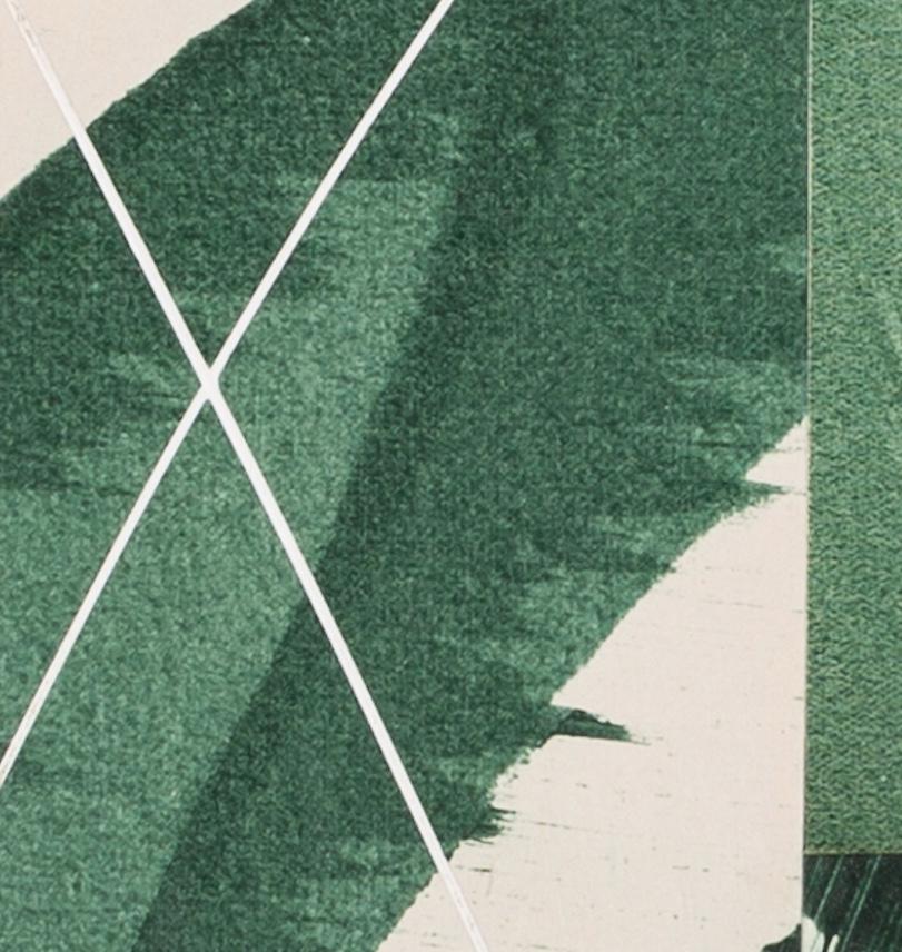 Hokusai Covers I - Abstract Mixed Media on Found Book Cover, Green + White For Sale 3