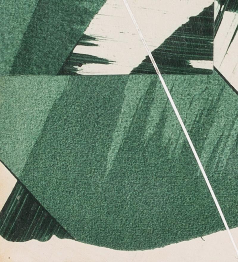 Hokusai Covers I - Abstract Mixed Media on Found Book Cover, Green + White For Sale 5
