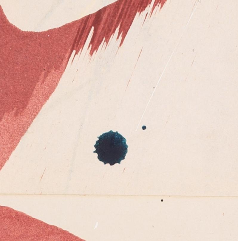 Hokusai Covers II - Abstrakte Mischtechnik auf Buchdeckel, Weiß, Rosa + Rot im Angebot 1
