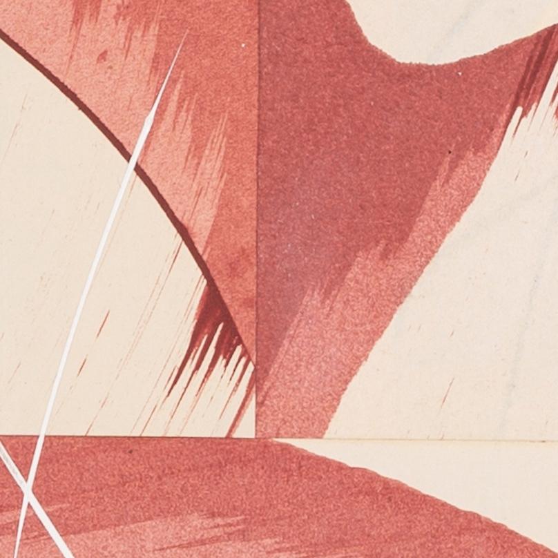 Hokusai Covers II - Abstrakte Mischtechnik auf Buchdeckel, Weiß, Rosa + Rot im Angebot 2