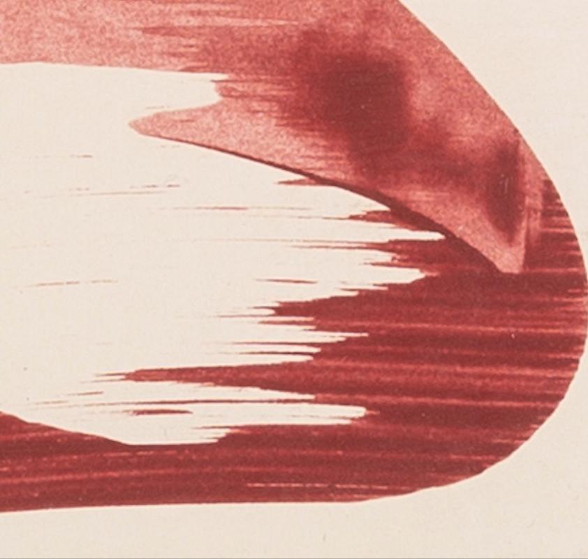 Hokusai Covers II - Abstrakte Mischtechnik auf Buchdeckel, Weiß, Rosa + Rot im Angebot 4