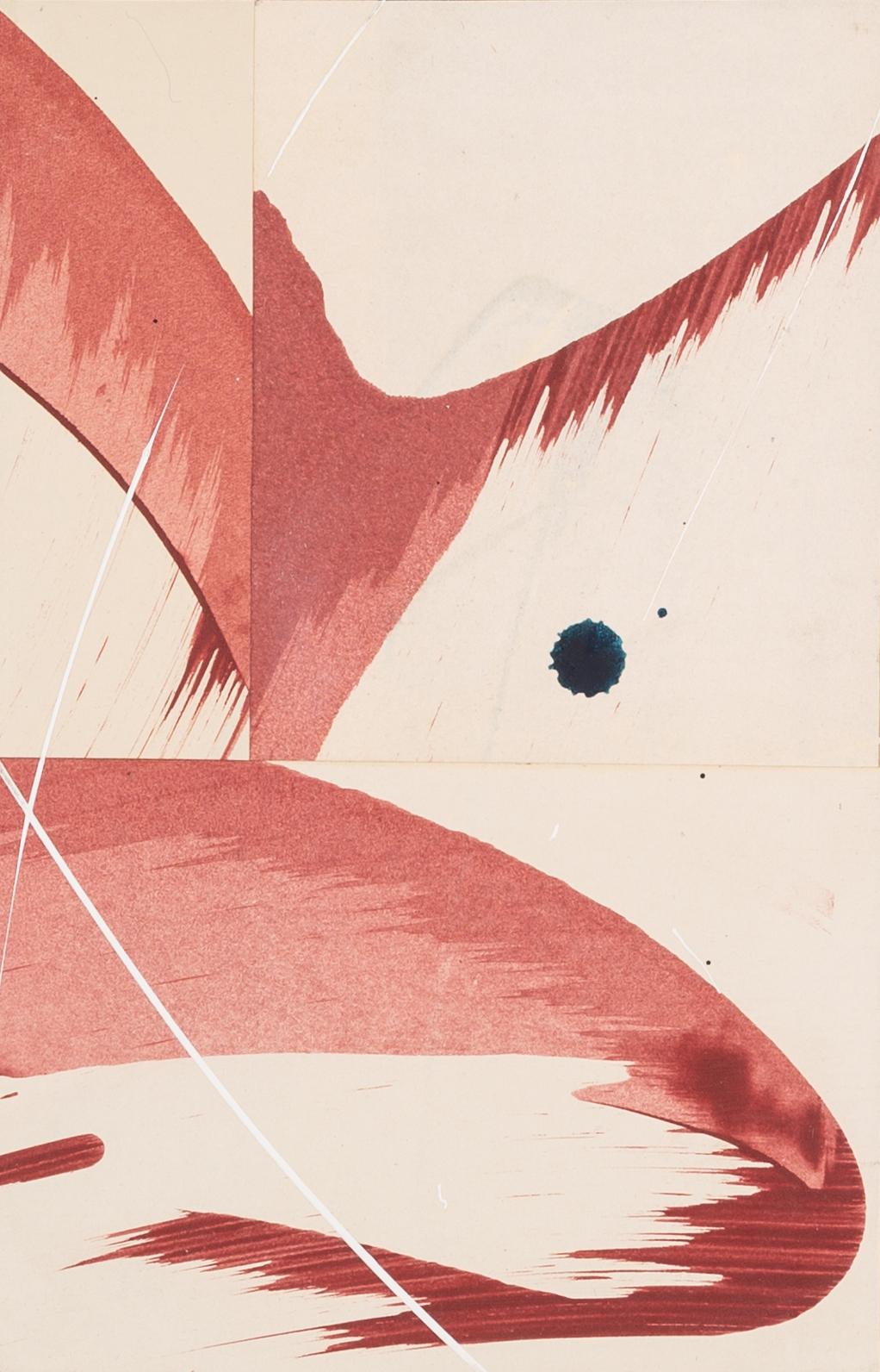 Hokusai Covers II - Abstrakte Mischtechnik auf Buchdeckel, Weiß, Rosa + Rot
