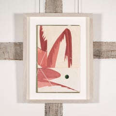 Hokusai Covers V - Abstrait Mixed Media + Collage Calligraphy Work, Rose + Blanc