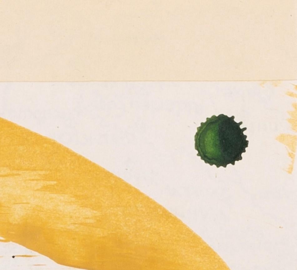 Cubiertas Hokusai VI - Caligrafía Abstracta Obra de Técnica Mixta, Amarillo + Blanco en venta 1