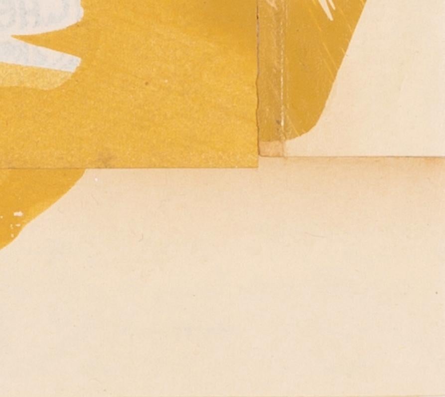 Cubiertas Hokusai VI - Caligrafía Abstracta Obra de Técnica Mixta, Amarillo + Blanco en venta 6