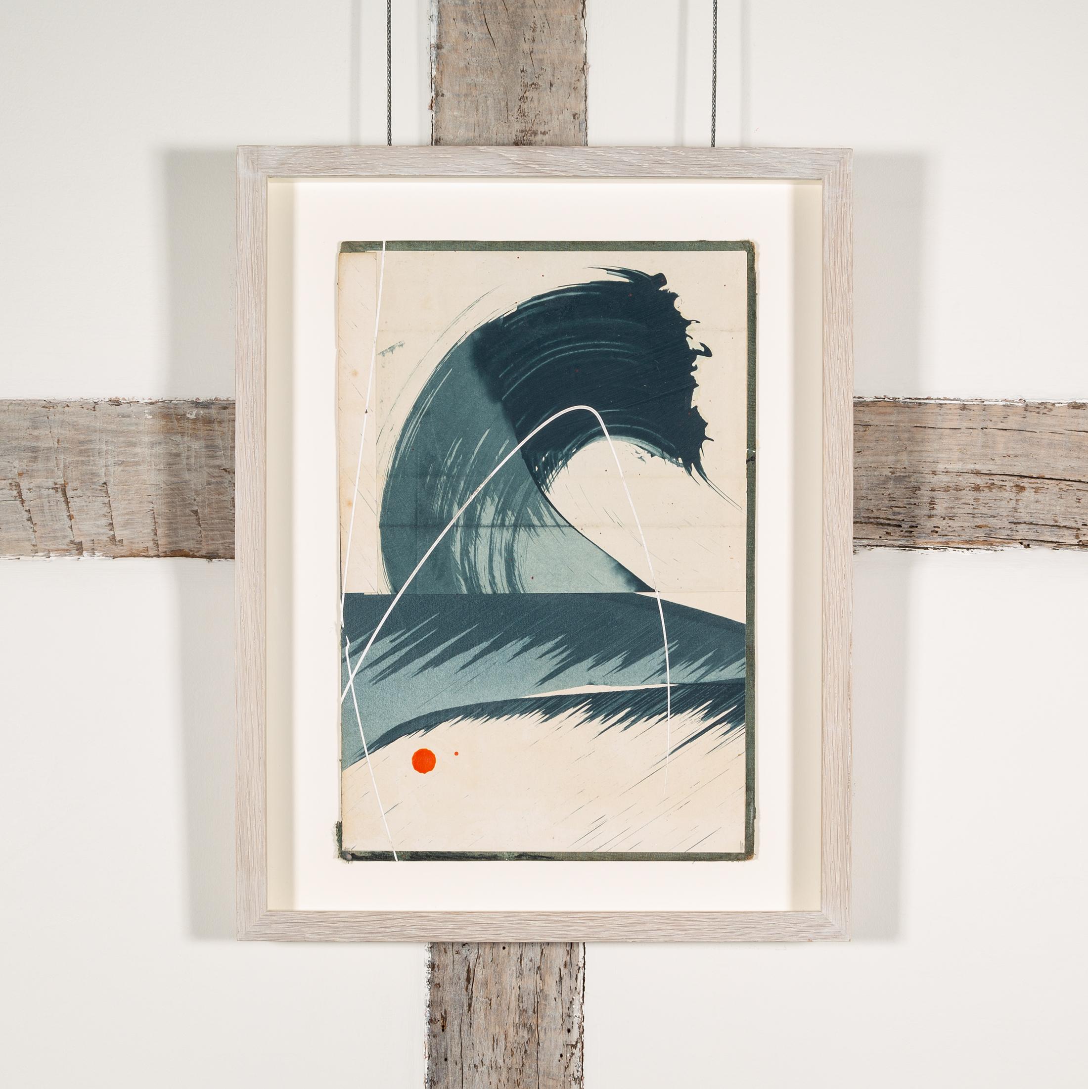 Hokusai Covers VII - Abstrakte Mischtechnik auf Buchdeckel, Blau + Weiß – Art von Jane Skingley