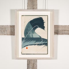 Hokusai Covers VII - Opera astratta a tecnica mista su copertina di libro, Blue + White