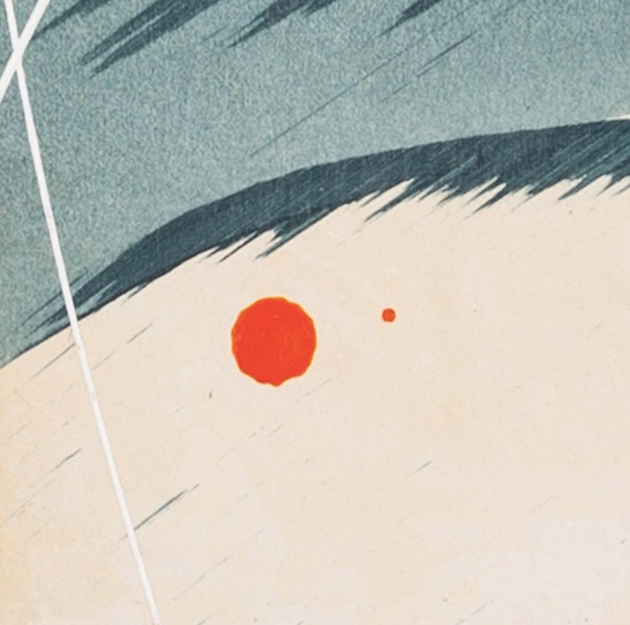 Hokusai Covers VII - Abstrakte Mischtechnik auf Buchdeckel, Blau + Weiß im Angebot 3