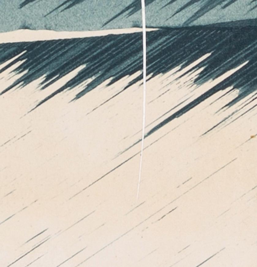 Hokusai Covers VII - Abstrakte Mischtechnik auf Buchdeckel, Blau + Weiß im Angebot 4