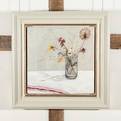 Autumn Flowers II, peinture à l'huile sur panneau de Jane Skingley