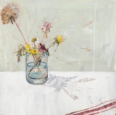 Fiori d'autunno, dipinto olio su tavola di Jane Skingley