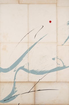 Hokusai Blue I, 2024 - Minimalist Mixed Media with Vintage Book Pages on Canvas