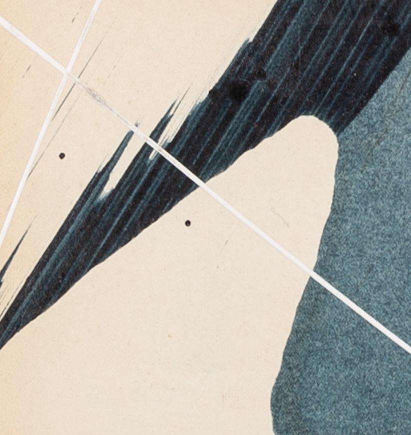 Hokusai Covers III - Abstraktes blau-weißes Ölgemälde + Collage auf Bucheinband im Angebot 3