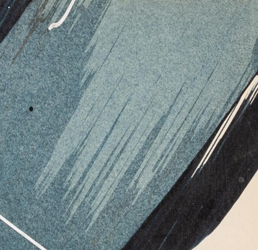 Hokusai Covers III - Abstraktes blau-weißes Ölgemälde + Collage auf Bucheinband im Angebot 4