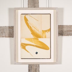 Hokusai Covers VI - Abstrakte Öl- und Collagearbeiten auf Bucheinband, gelb und weiß