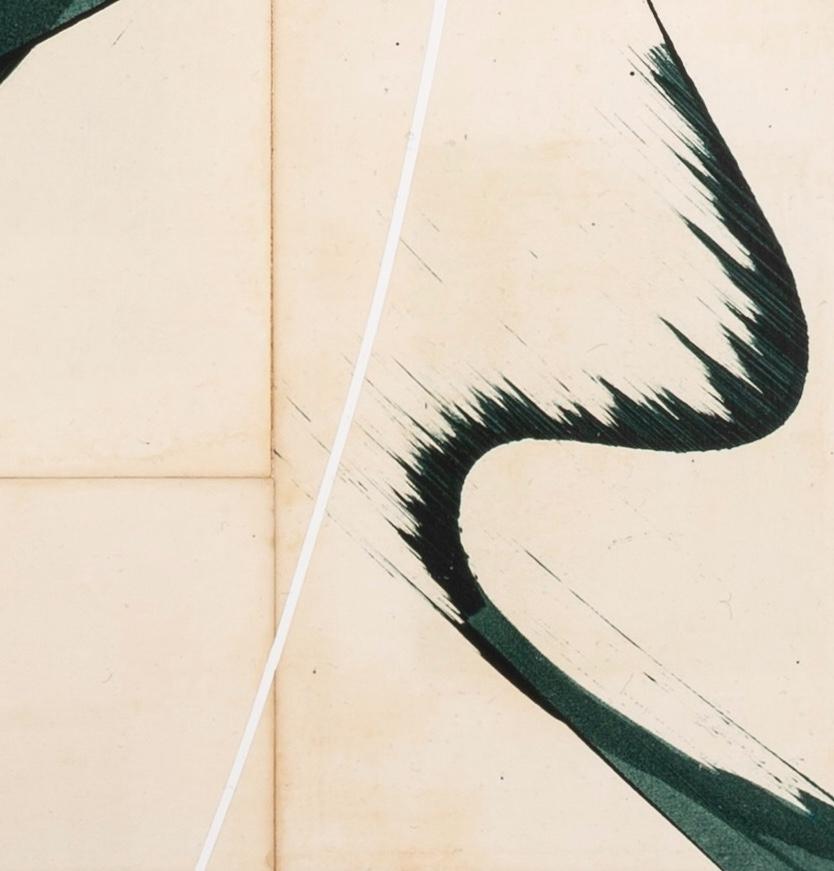 Jane Skingley nata nel 1963
Hokusai Greene & Greene I, 2024
tecnica mista su pagine di libri d'epoca posate su tela
50 x 50 cm
19 3/4 x 19 3/4 in
firmato sul verso

Jane Skingley dipinge paesaggi marini e paesaggi a olio. La sua prima mostra è stata