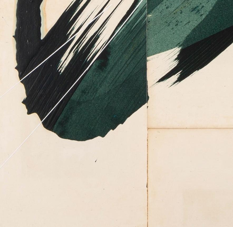 Hokusai Greene & Greene, 2024 - Pittura astratta su pagine di libri d'epoca su tela in vendita 1