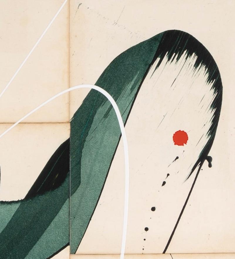 Hokusai Greene & Greene, 2024 - Pittura astratta su pagine di libri d'epoca su tela in vendita 2