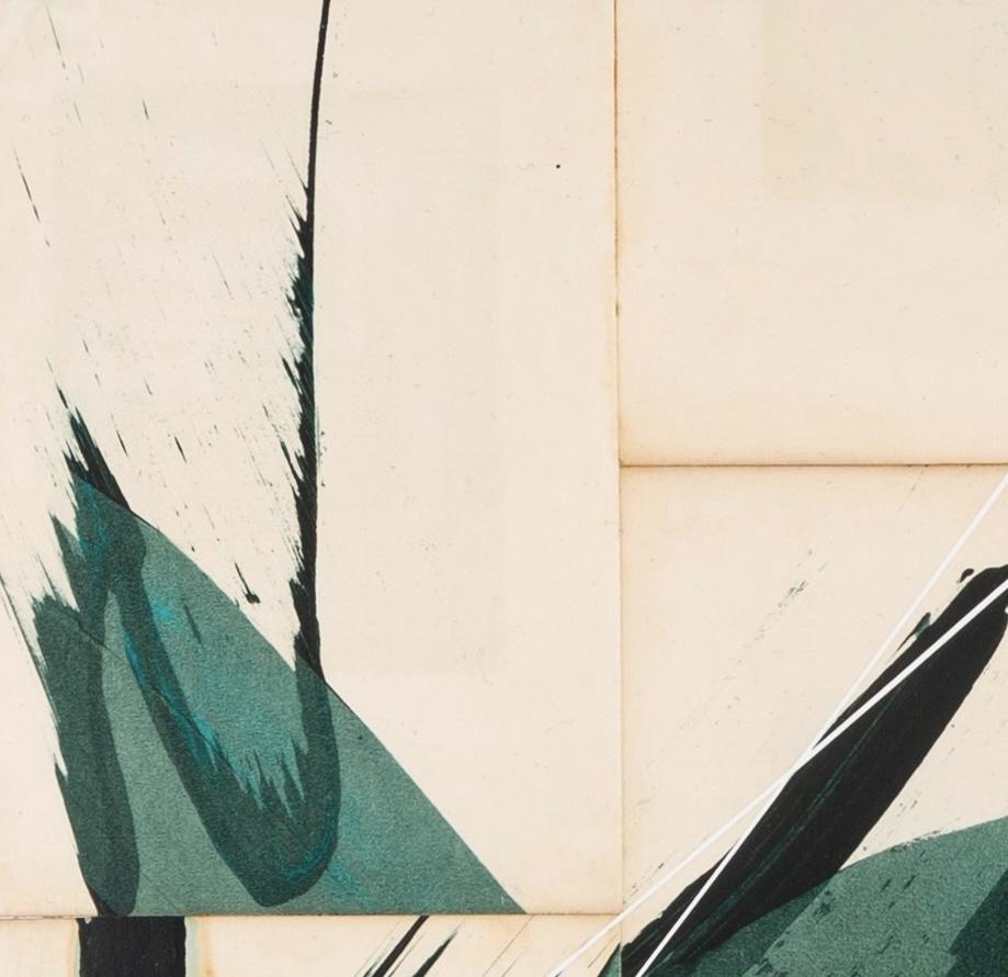 Hokusai Greene & Greene, 2024 - Pittura astratta su pagine di libri d'epoca su tela in vendita 3