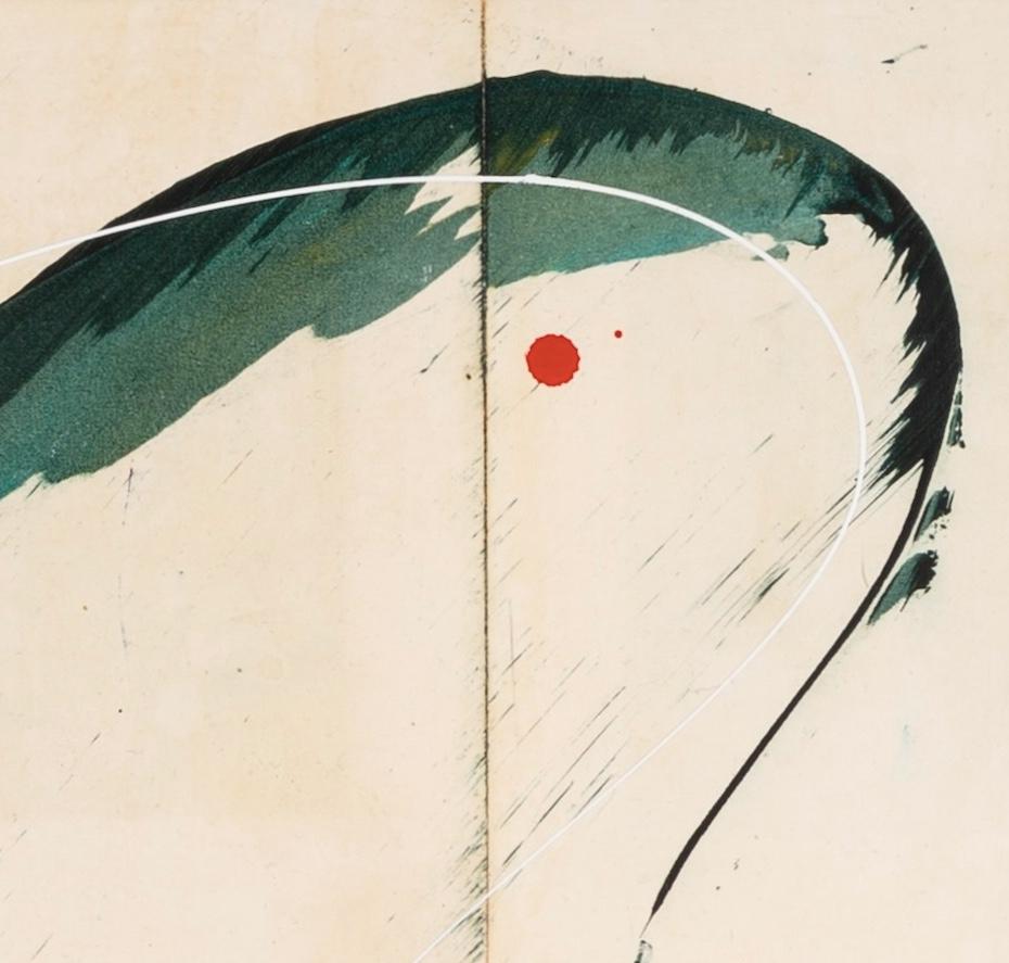 Hokusai Green II, 2024 - Pittura astratta su copertine di libri d'epoca su tela in vendita 1