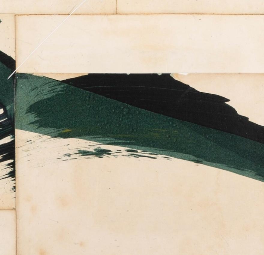 Hokusai Green II, 2024 - Pittura astratta su copertine di libri d'epoca su tela in vendita 3