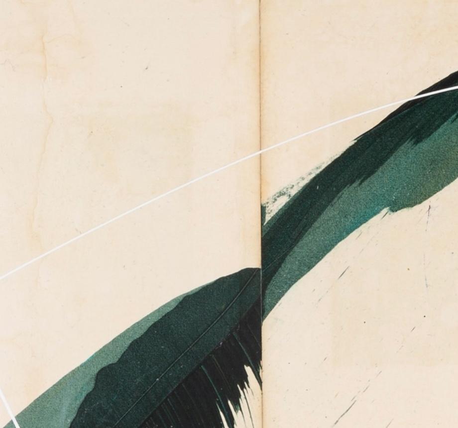 Hokusai Green II, 2024 - Pittura astratta su copertine di libri d'epoca su tela in vendita 4