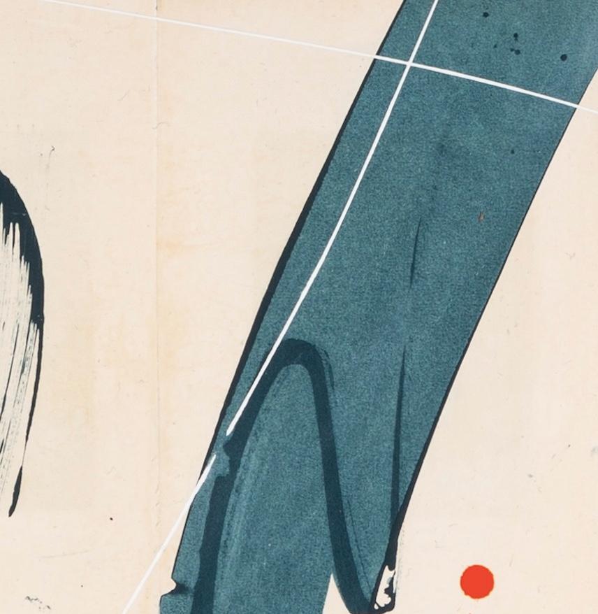 Hokusai Ocean Blue I, 2024 - Tecnica mista astratta, pagine di libri vintage su tela - Abstract Painting Bianco di Jane Skingley