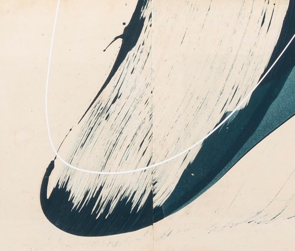 Hokusai Ocean Blue I, 2024 - Tecnica mista astratta, pagine di libri vintage su tela in vendita 1