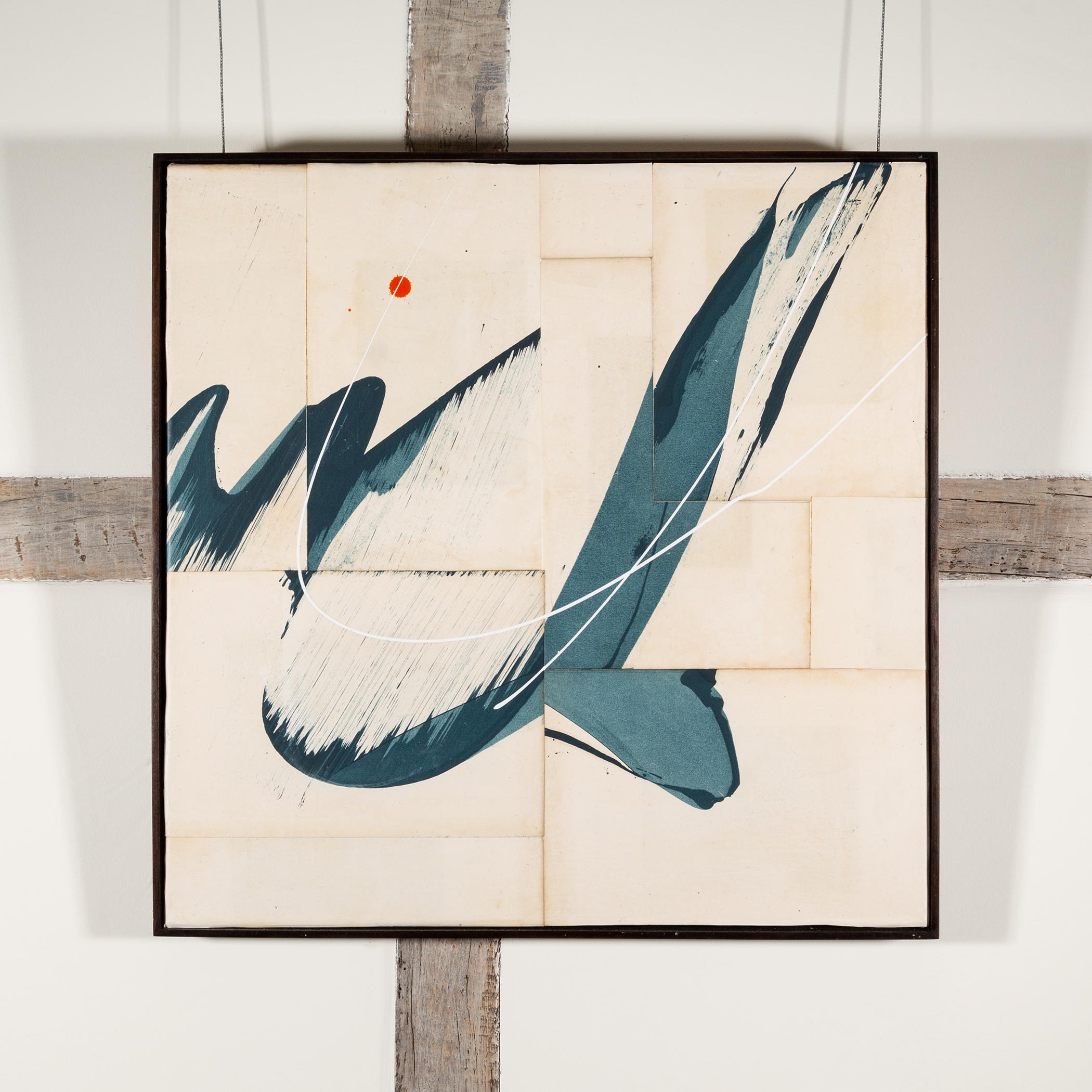 Hokusai Ocean Blue III, 2024 - Abstract Mixed Media Painting on Vintage Book - Art by Jane Skingley
