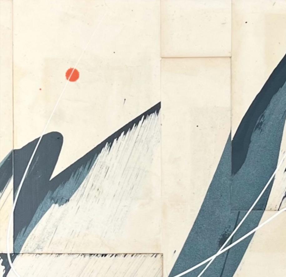 Hokusai Ocean Blue III, 2024 - Abstract Mixed Media Painting on Vintage Book - White Abstract Drawing by Jane Skingley