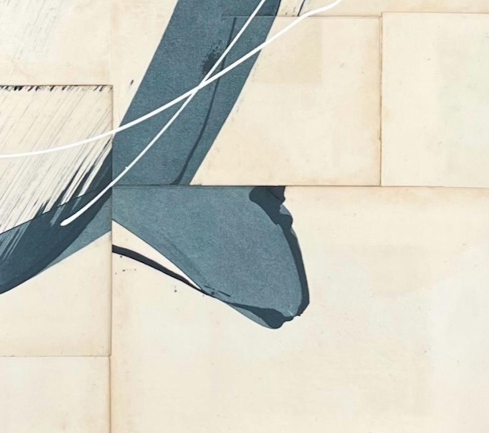 Jane Skingley b. 1963
Hokusai Ocean Blue III, 2024
mixed media on vintage book pages laid onto canvas
50 x 50 cm
19 3/4 x 19 3/4 in
signed and titled verso

Jane Skingley paints seascapes and landscapes in oils. Her first exhibition was a huge
