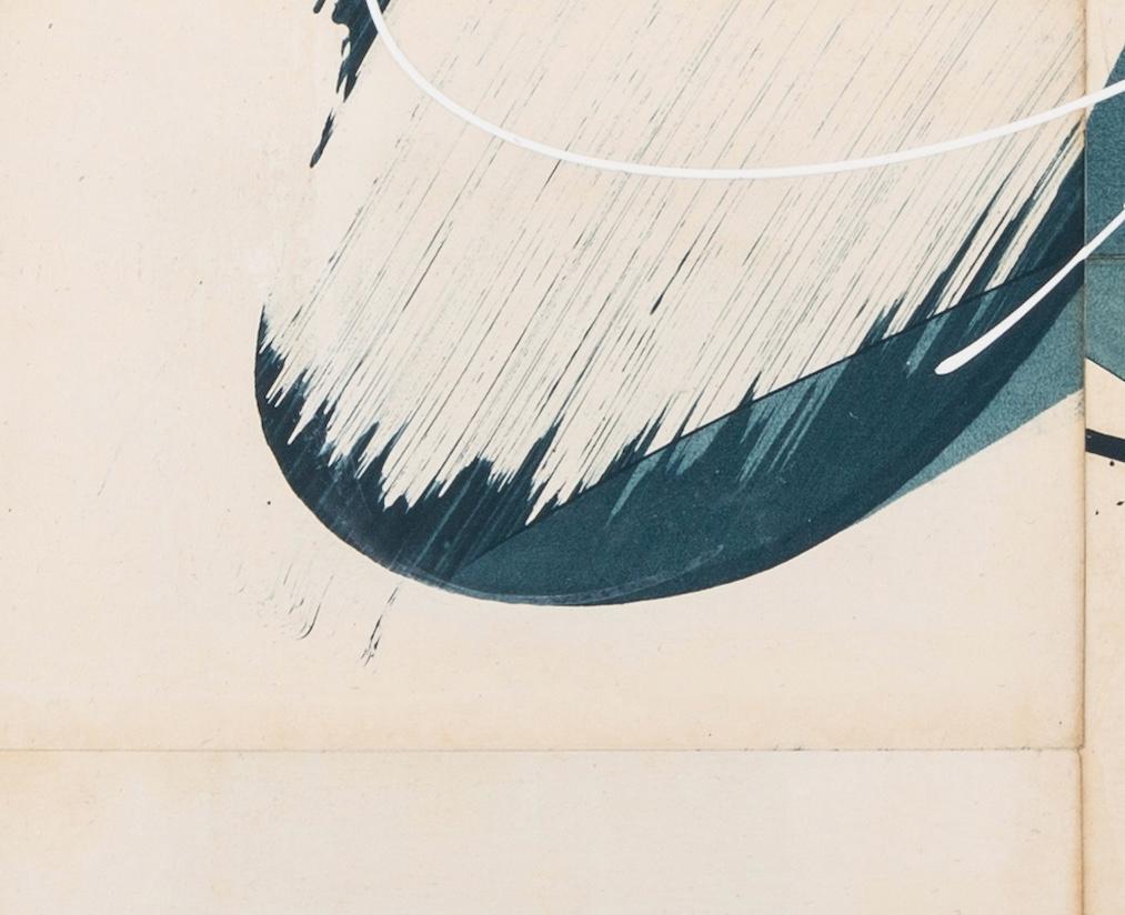 Hokusai Ocean Blue III - Abstract Mixed Media Work in White + Blue on Book Pages For Sale 2