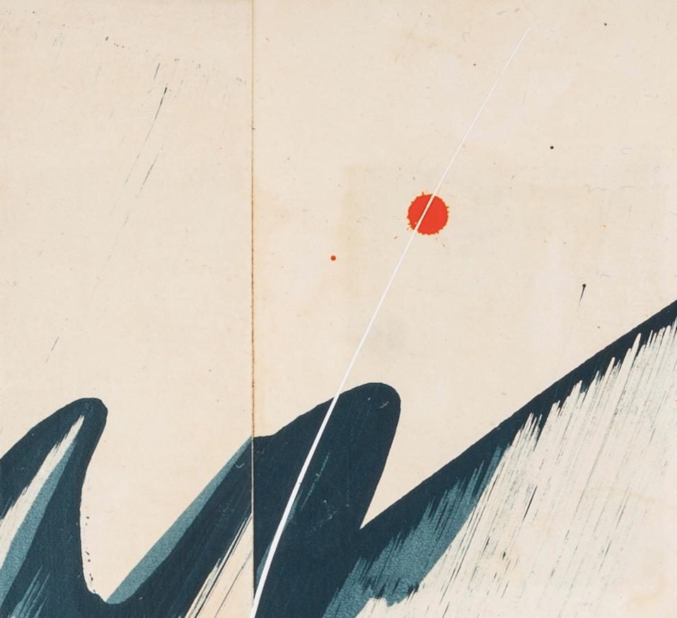 Hokusai Ocean Blue III - Abstract Mixed Media Work in White + Blue on Book Pages For Sale 6