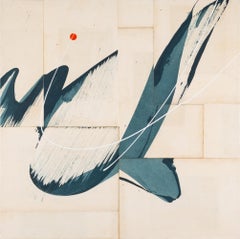 Hokusai Ocean Blue III - Abstract Mixed Media Work in White + Blue on Book Pages