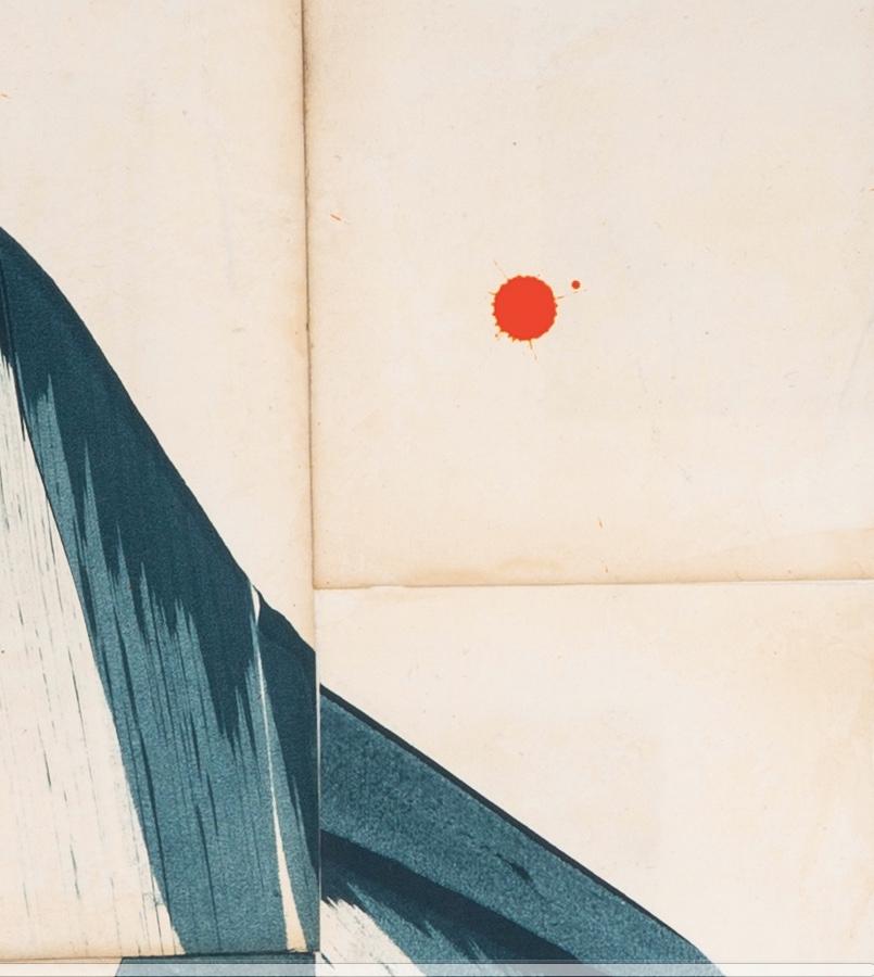 Hokusai Ocean IV - Abstract Blue + White Mixed Media Work on Book Covers For Sale 5