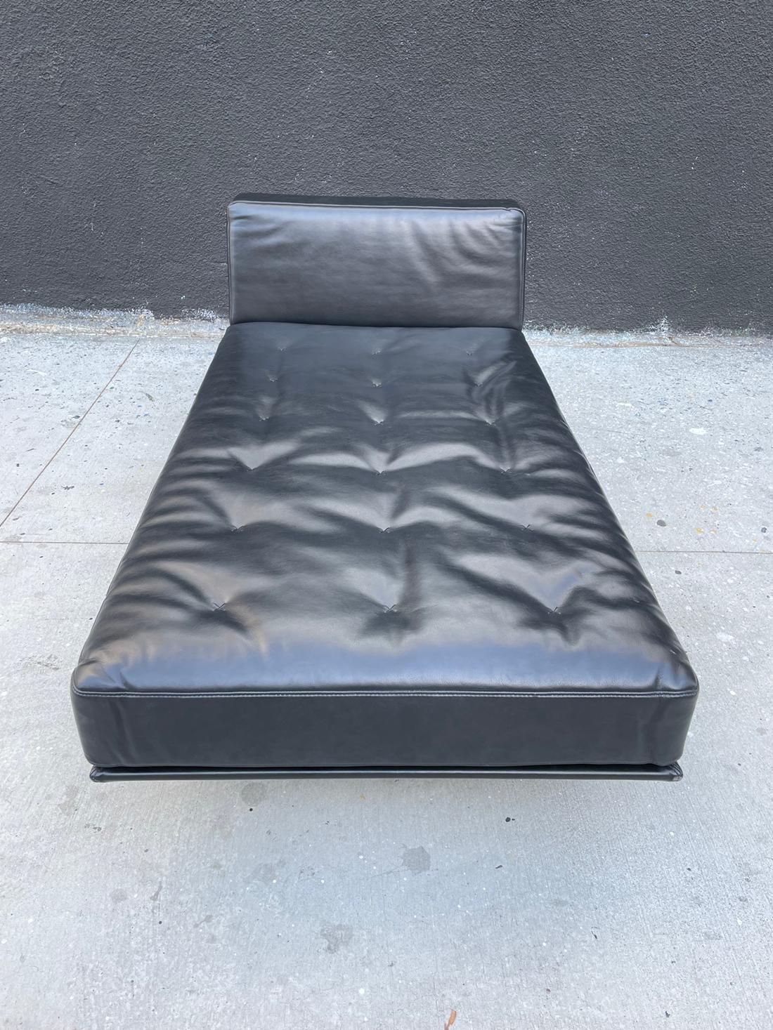 black leather daybed