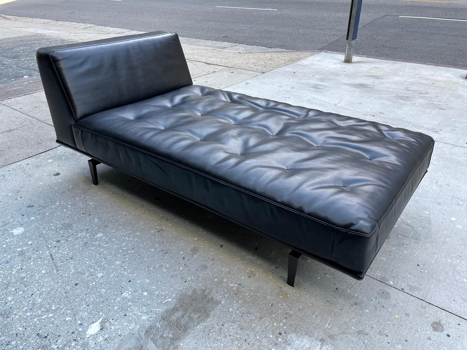 American Jane Slim Daybed in Black Leather by Camerich