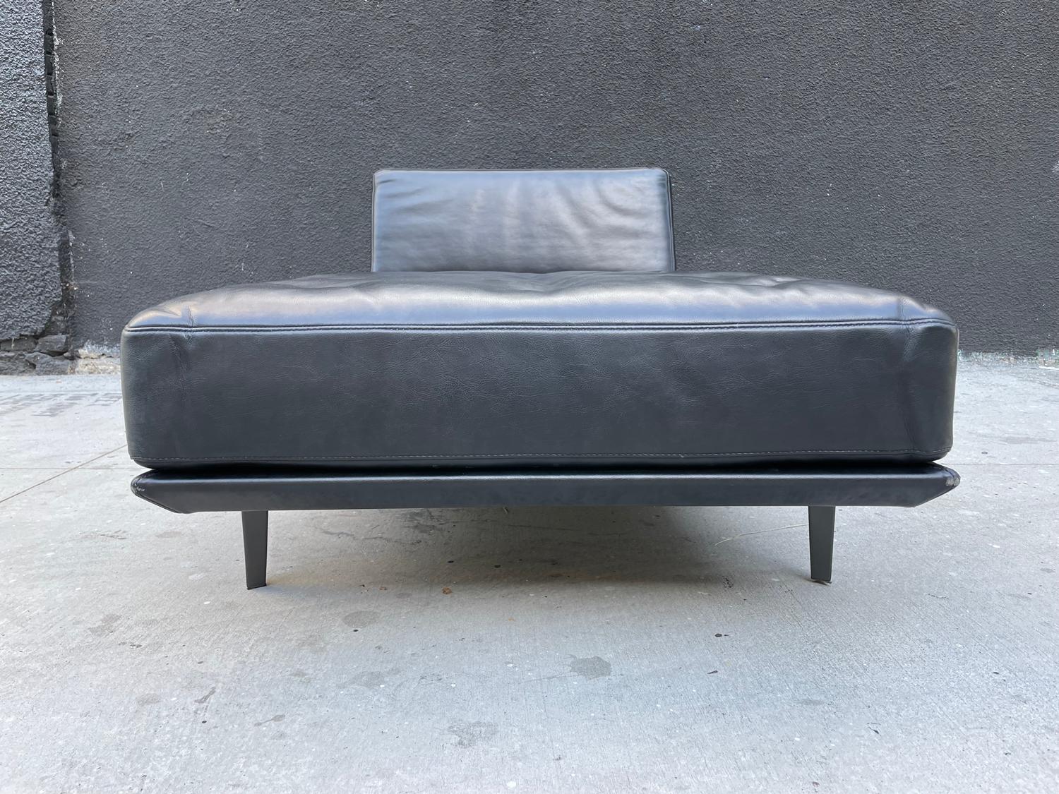 Metal Jane Slim Daybed in Black Leather by Camerich