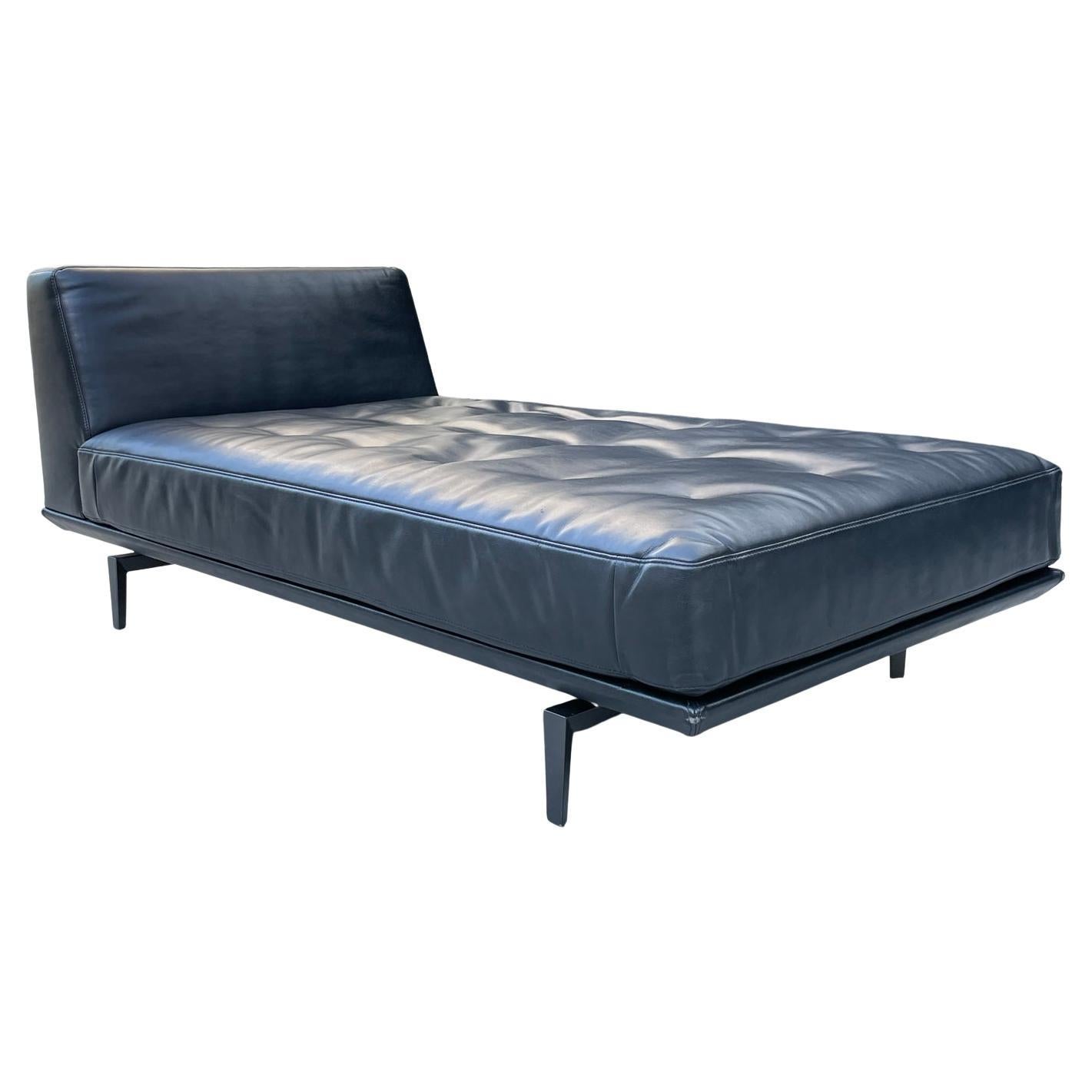 Jane Slim Daybed in Black Leather by Camerich