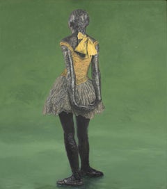 Pequeña bailarina de catorce años sobre el verde