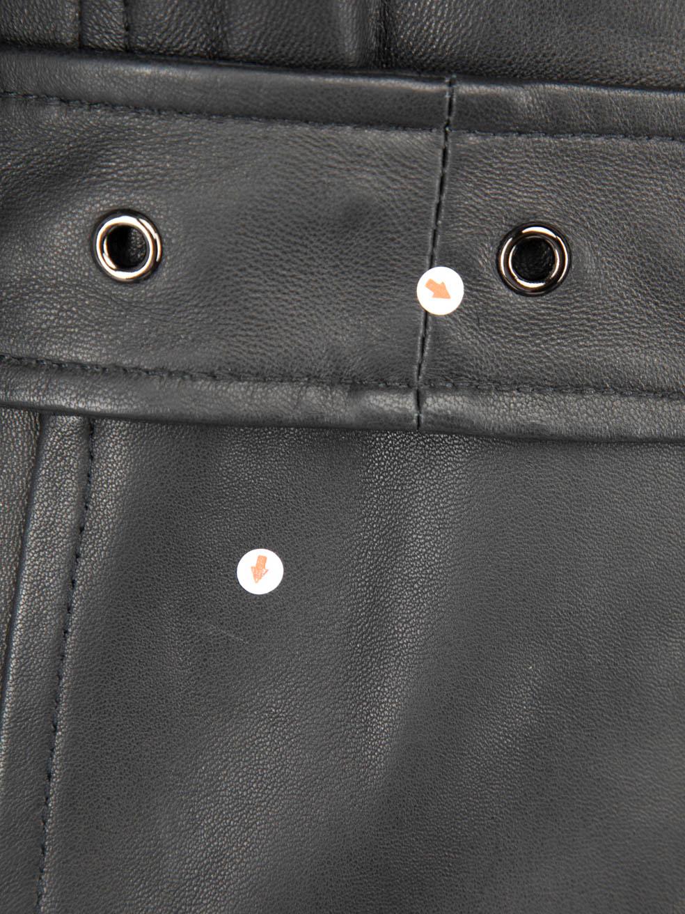 Women's Jane & Tash Black Leather Faux Fur Belted Coat Size L For Sale