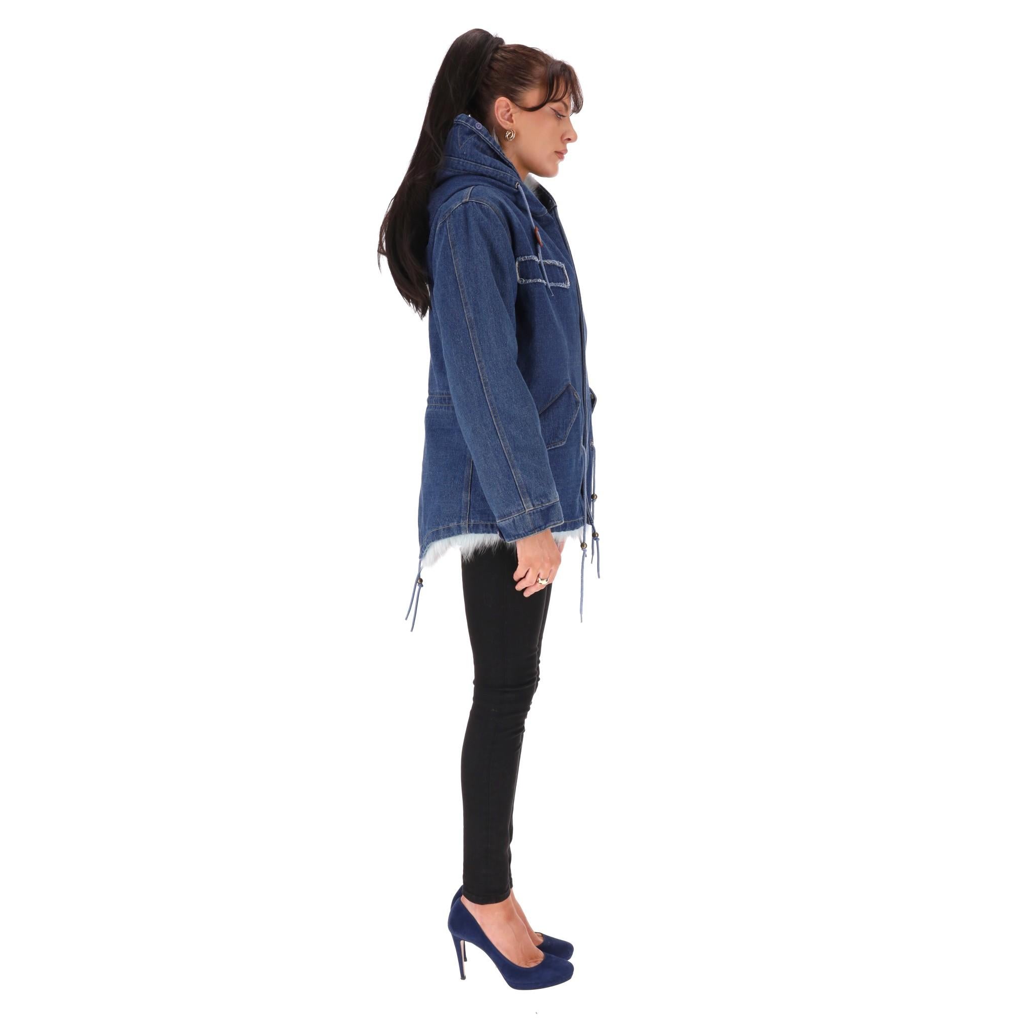Purple Jane & Tash Denim & Fox Fur Parka Coat