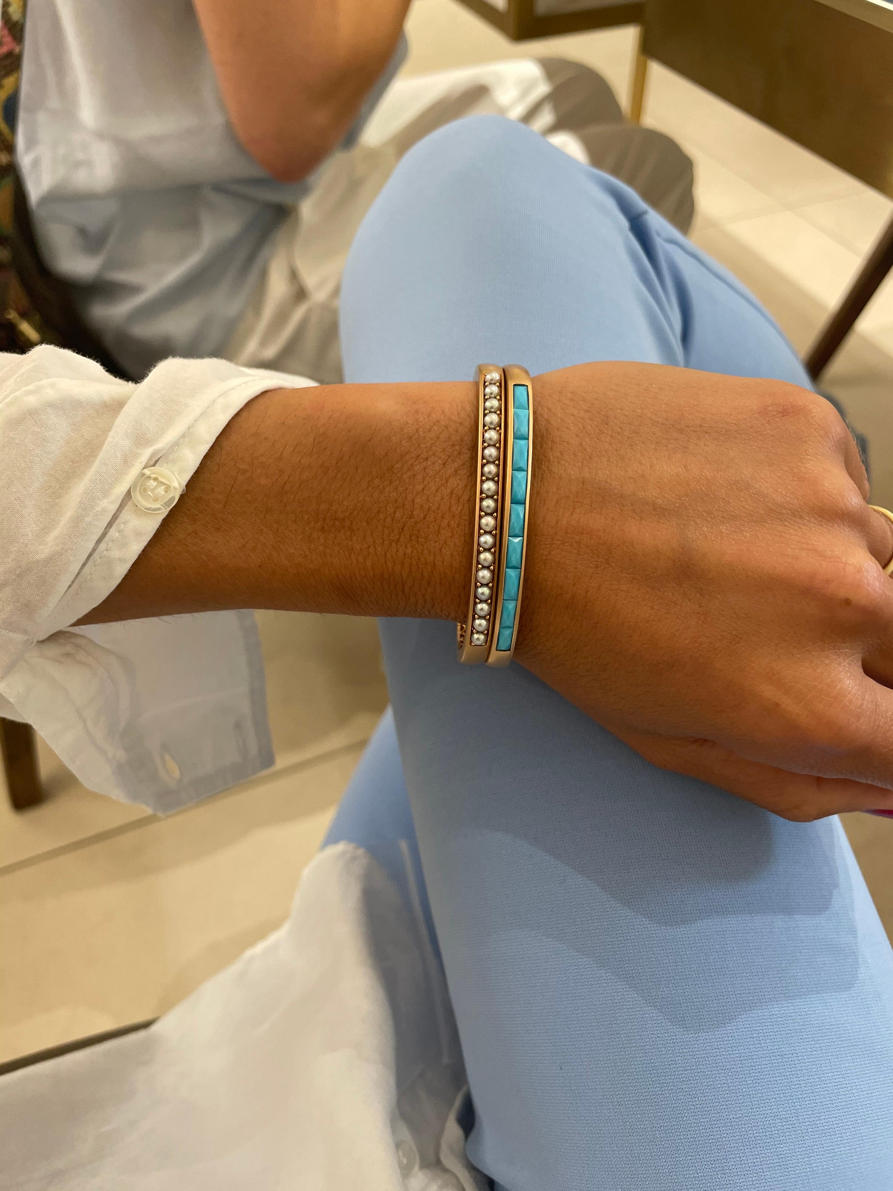 Jane Taylor: 18KT Roségold-Armband mit 3,04 Karat Türkis im Zustand „Neu“ im Angebot in New York, NY
